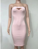 Elastic Solid color pitted tube tube top Dress