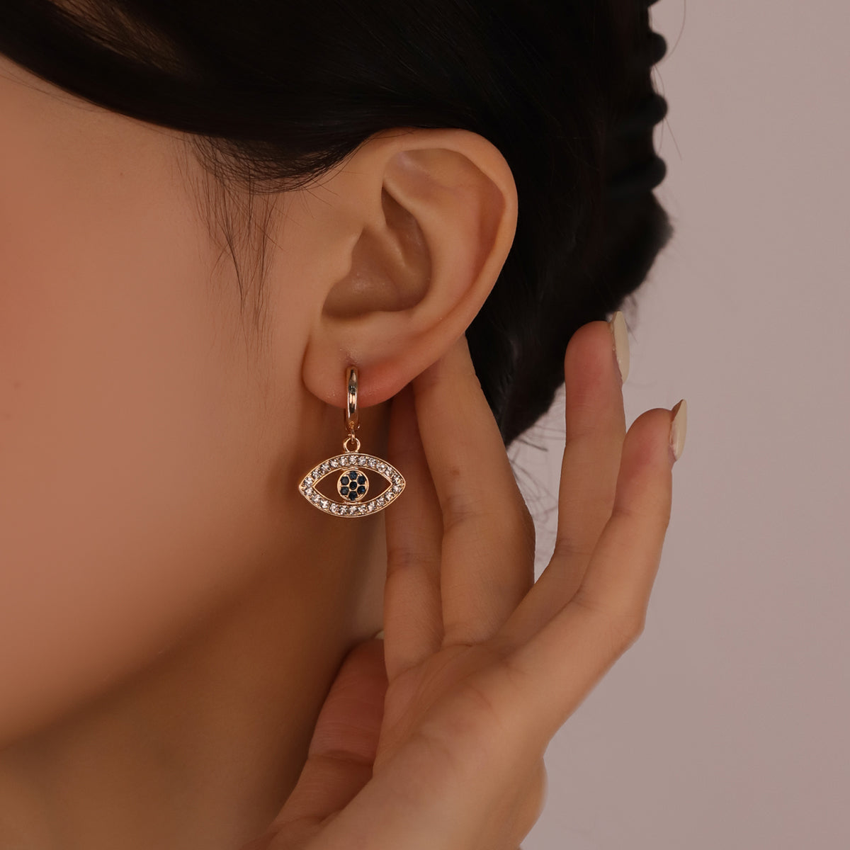 Simple Inlaid Jewel Irregular Ear Studs round Geometric Earrings