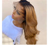 Kash Doll Style Black Roots Honey Brown Ombre Loose Wave Lace Frontal Wig - Janine’s Boutique