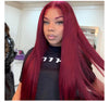 Vibrant Burgundy Lustrous Silky Straight Lace Frontal Wig - Janine’s Boutique