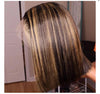 Honey Brown Piano Highlights Colored Straight Bob Lace Frontal Wig - Janine’s Boutique