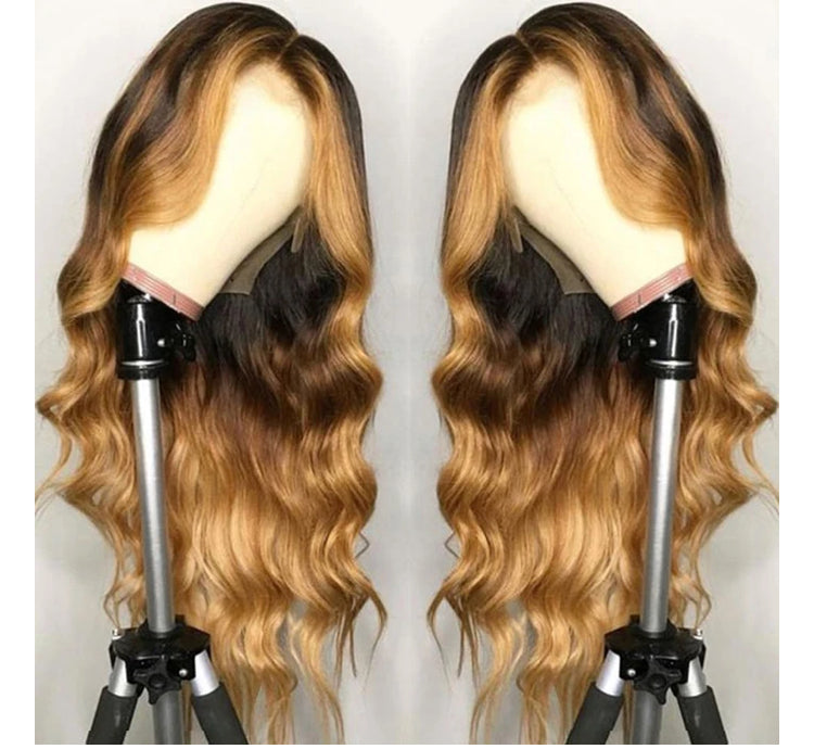 Highlights Ombre Honey Brown Colored Loose Wave Lace Wigs - Janine’s Boutique