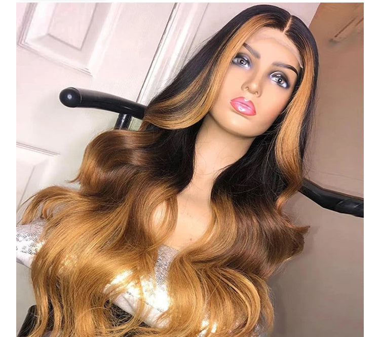 Highlights Ombre Honey Brown Colored Loose Wave Lace Wigs - Janine’s Boutique
