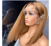 Black Roots Ombre Light Honey Brown Straight Bob Lace Frontal Wig - Janine’s Boutique