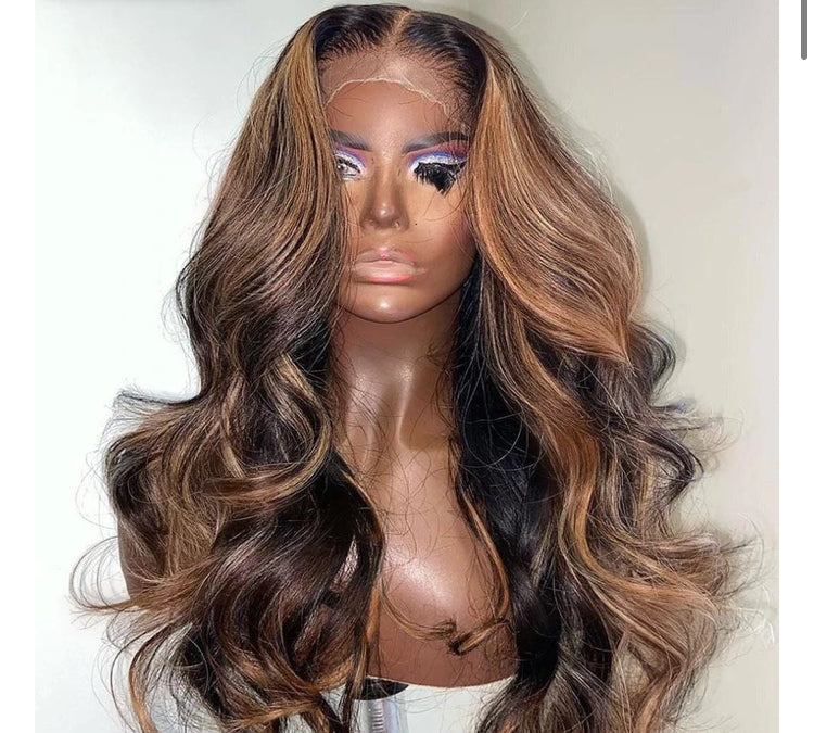 Highlights Honey Brown Loose Body Wave Lace Frontal Wig - Janine’s Boutique
