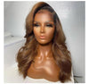 Black Roots Ombre Honey Brown Body Wave and Wavy Lace Frontal Wig - Janine’s Boutique