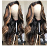 Black Roots Ombre Highlights Body Wave Lace Frontal Wig - Janine’s Boutique