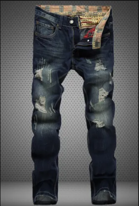Men's Ripped Blue Jeans