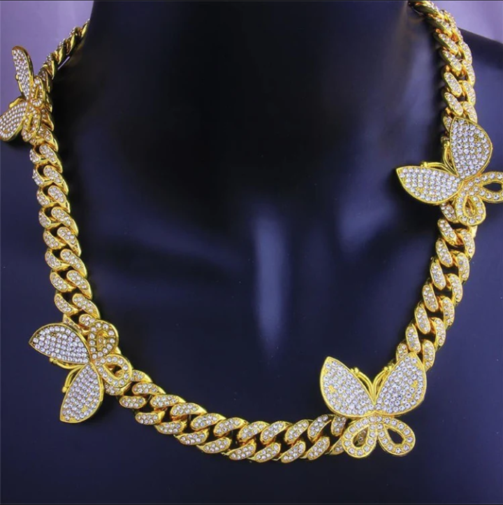 Butterfly Cuban Chain Necklace