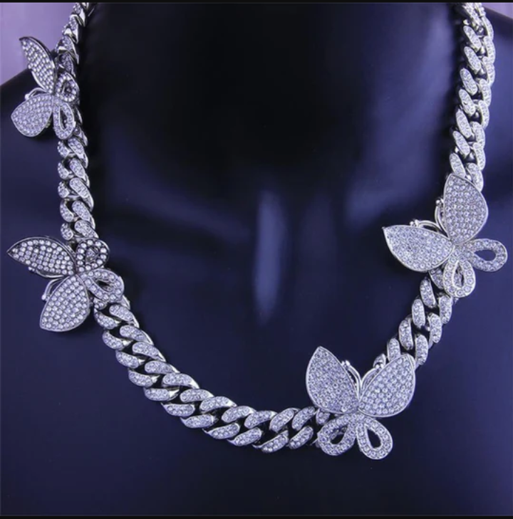 Butterfly Cuban Chain Necklace