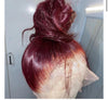 College Students Affordable Vibrant Burgundy Lustrous Straight Lace Frontal Wig - Janine’s Boutique