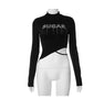 ROUND NECKED DIAMOND EXPOSED NAVEK IRREGULAR LONG SLEEVE