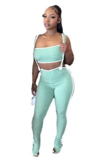 Sexy Wrapped Top Suspenders 2PC Set