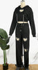 Heart Shaped hollow hot Diamond hoodie and pants 2PC set
