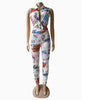 LAPEL SLEEVELESS TOP WITH PRINTED COLORED TROUSERS 2PC SET