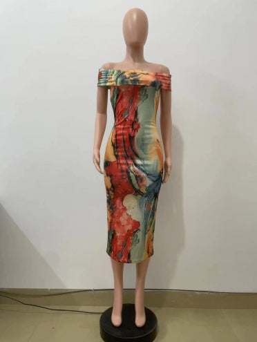 Off- shoulder fashion personality Dress