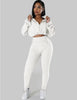 HOODED LOOSE LONG-SLEEVED SHIRT TIGHT TROUSERS SPORTS 2PC SET