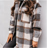 Plaid printed mid-length shirt coat