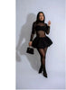 ELEGANT SLIM BUBBLE SKIRT LONG SLEEVE GAUZE DRESS