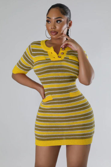 Knitted Wool Short Sleeve Dress