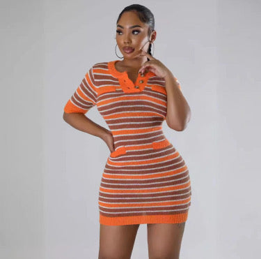 Knitted Wool Short Sleeve Dress