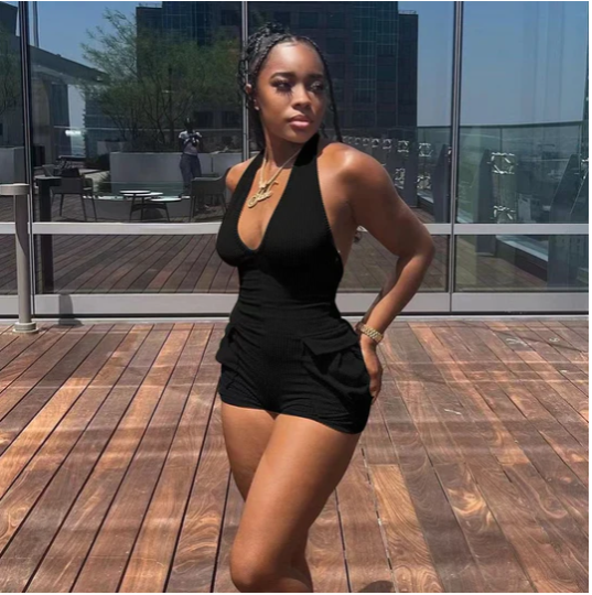 Sleeveless backless with neck hanging Jumpsuit