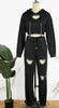 Heart Shaped hollow hot Diamond hoodie and pants 2PC set