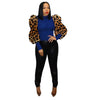 PRINTED SPLICED BUBBLE SLEEVE TOP