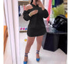 Hollow off-the-shoulder cross collar dress