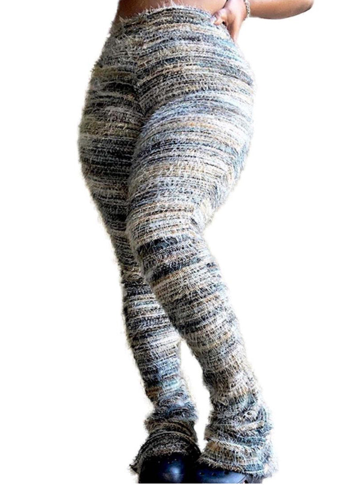 COLORFUL STRIPED FLUFFY PERSONALIZED PANTS