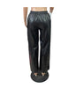 Solid color Bubble Bead Loose Wide Leg Pocket Leather Pants
