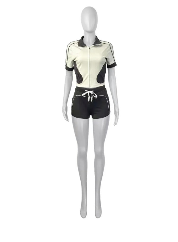 SLIM-FIT AND SLIM SHORT-SLEEVED SPORTS SHORTS 2PC SET