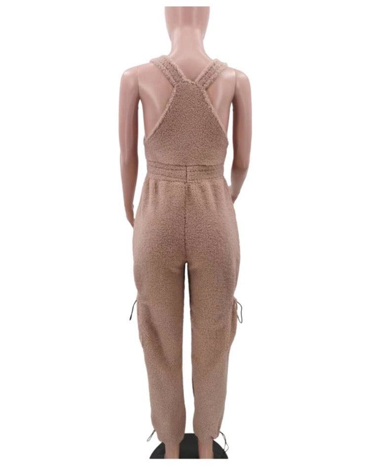 PLUSH LOOSE DRAWSTRING JUMPSUIT
