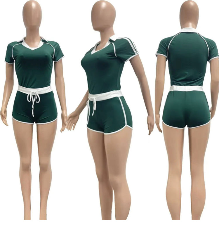SPORTS HIGH-ELASTIC YOGA FABRIC LAYERING V-NECK 2PC SET
