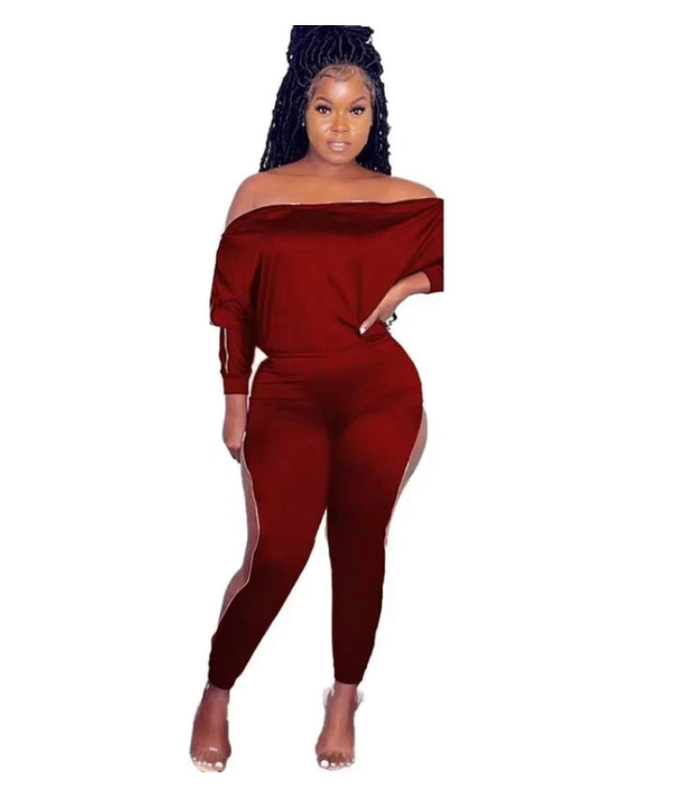 SOLID COLOR ZIPPER FASHION 2PC SET