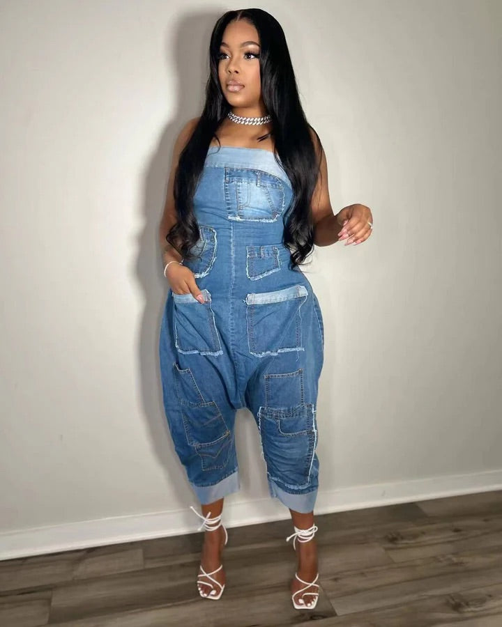 JEANS SLEEVELESS JUMPSUIT