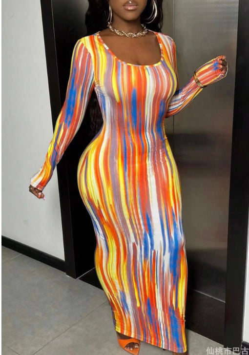 PRINTED LONG-SLEEVED DRESS