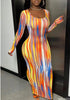 PRINTED LONG-SLEEVED DRESS