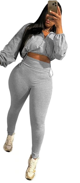 DRAW ROPE, WAIST AND NAVEL, TIGHT 2PC SET