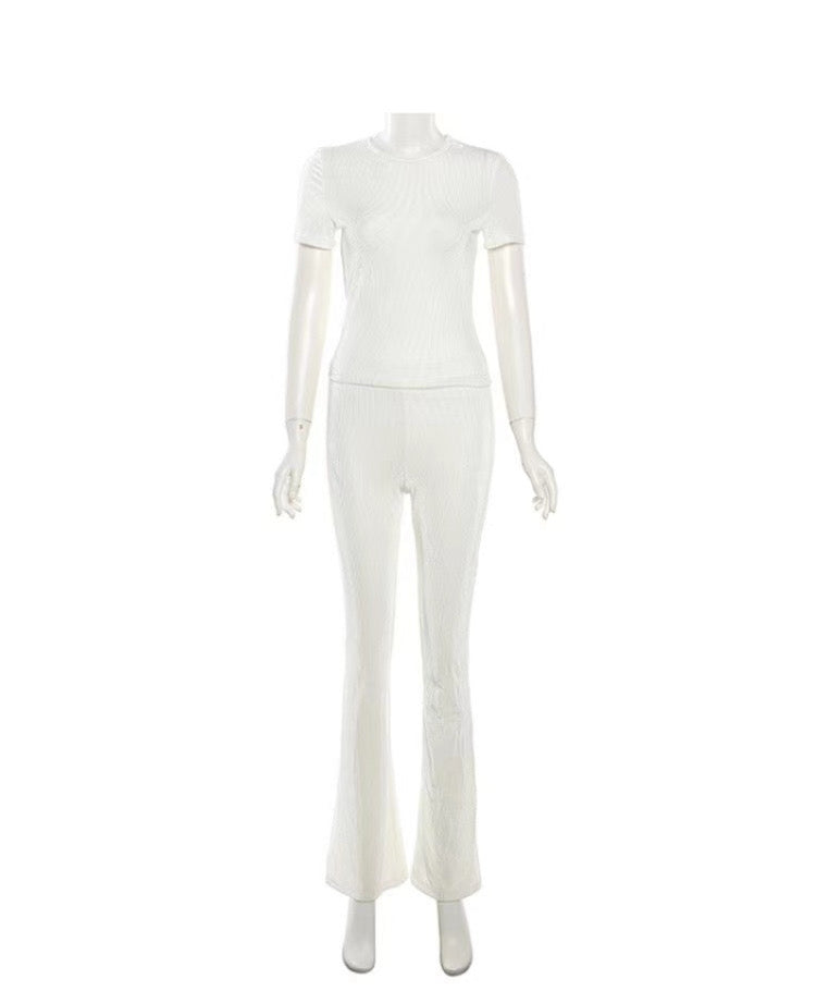SLIM-FIT SHORT-SLEEVED SHIRT CASUAL TROUSERS 2PC SET
