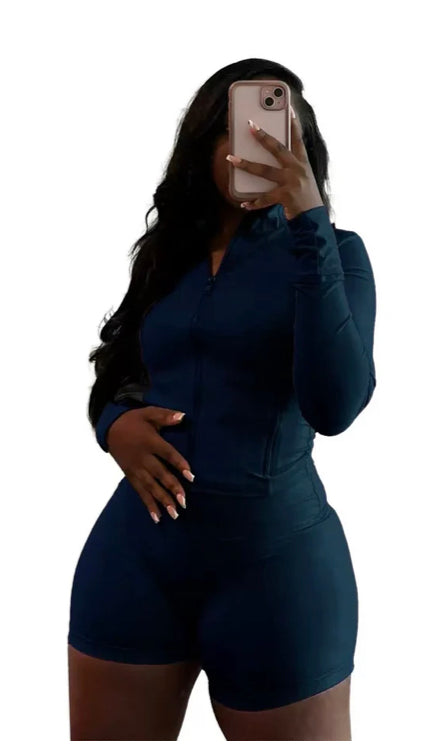 CASUAL SEXY TIGHT-FITTING LONG-SLEEVED SHORTS 2PC SET
