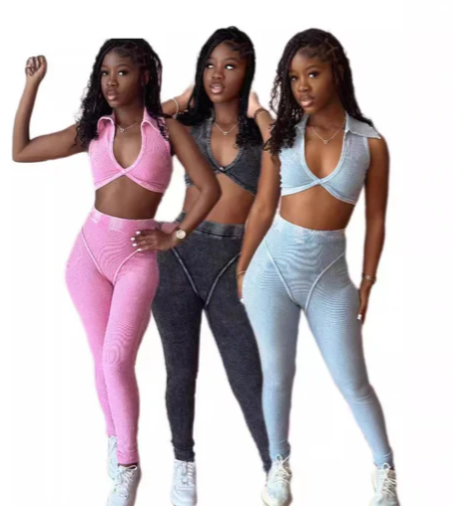 Sleeveless Trousers Casual Suit 2 PC Set
