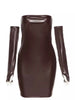 HAND SLEEVES ONE LINE NECK OFF SHOULDER SLIM FIT WRAP HIP DRESS