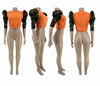 SOLID COLOR SPLICED LANTERN SLEEVE TOP