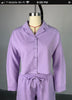 SUIT COLLAR LONG SLEEVE SHIRT HIGH WAIST DRAWSTRING SHORTS CASUAL 2PC SET