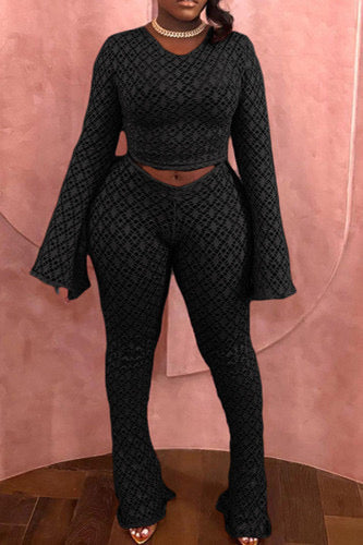 Crop Tops And Flare Leg Pants 2PC Sets