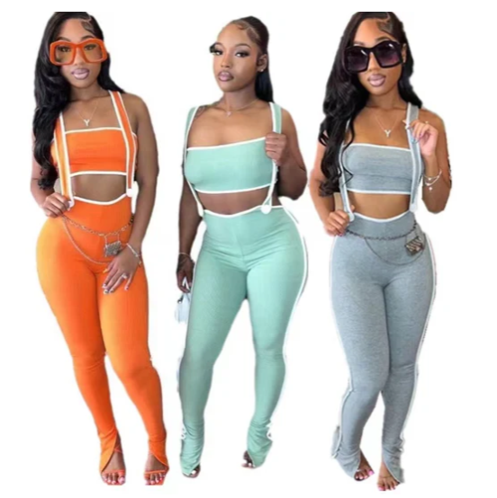 Sexy Wrapped Top Suspenders 2PC Set