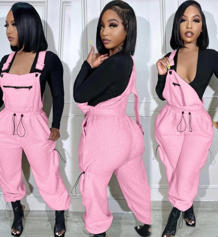 PLUSH LOOSE DRAWSTRING JUMPSUIT