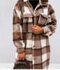 Plaid printed mid-length shirt coat