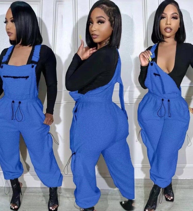 PLUSH LOOSE DRAWSTRING JUMPSUIT